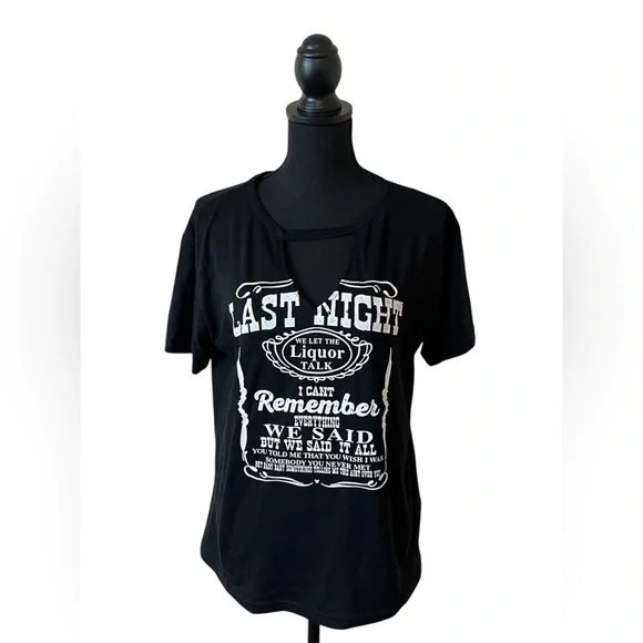 Uniqueone Women's Country Western Hollow Out V-neck Top-Black-Size Medium - Picture 5 of 9